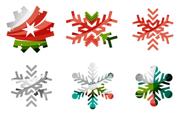 集抽象多彩雪花标志图标、 冬天概念、 清洁的现代几何设计 — 图库矢量图片