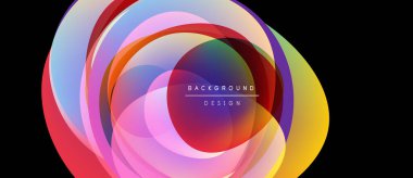 Soyut katmanlar canlı dairesel tasarım yaratır. Renkler karışır, dinamik görsel efekt oluşturur. Modern, akıcı kompozisyon.