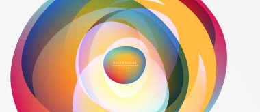 Soyut renkli katmanlar dairesel tasarım yaratır. Parlak renkler harmanlanarak, dinamik görsel efekt oluşturur. Modern, canlı kompozisyon.