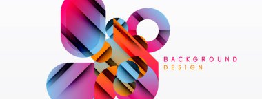 Soyut geometrik şekiller örtüşür, canlı renkli tasarım yaratır. Gradyan renkler harmanlanarak modern arkaplan dokusu oluşturur.
