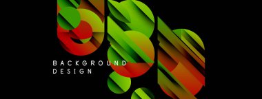 Soyut geometrik şekiller canlı yeşiller, portakallar, kırmızılar harmanlarlar. Dinamik katmanlar modern arkaplan tasarımı yaratır. Yumuşak gradyanlar görsel ilgi sunar.