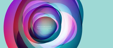 Soyut dairesel katmanlar, canlı renkler karışımı. Modern tasarım, deniz mavisi arka plan derinlik yaratır, görsel etki yaratır. Metin arkaplan tasarımı okur.