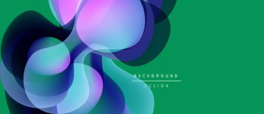 Soyut akışkan şekiller, canlı renkler, yeşil fon. Modern tasarım elementleri dinamik görsel etki yaratır. Yumuşak eğimler mevcut derinlik.