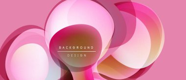Soyut pembe tasarım, üst üste binen daireler, gradyanlar. Modern estetik, arka planlar ve sunumlar için uygun. Minimalist stil.