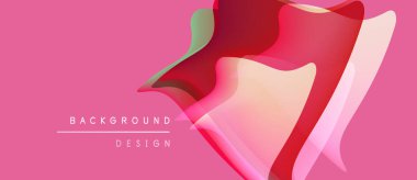 Soyut pembe arkaplan özellikleri üst üste binen şeffaf şekiller. Gradyan renkler dinamik görsel efekt yaratır. Modern tasarım ögesi.