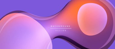 Soyut sıvı şekilleri, mor turuncu gradyan. Modern tasarım, düz kıvrımlar, dinamik kompozisyon. Dijital projeler için arkaplan ögesi.