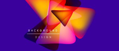 Soyut enerjik şekiller mor arkaplanla örtüşüyor. Metin arka plan tasarımı okur. Modern grafik ögesi, renkli bileşim.