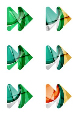 Set of abstract next play arrow icon
