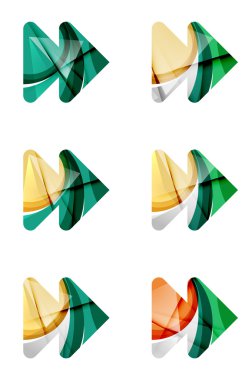 Set of abstract next play arrow icon