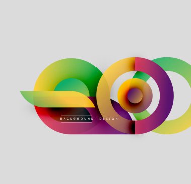 Soyut renkli şekiller örtüşür, dinamik görsel efekt yaratır. Gradyan renkleri pürüzsüz, modern tasarım ögesine karışıyor.