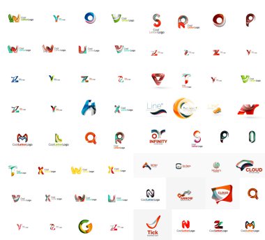 Vektör soyut şirket logosu mega toplama, yazın harf ve diğer öğeleri