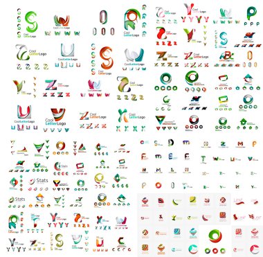 Logo mega toplama, soyut geometrik iş Icon set