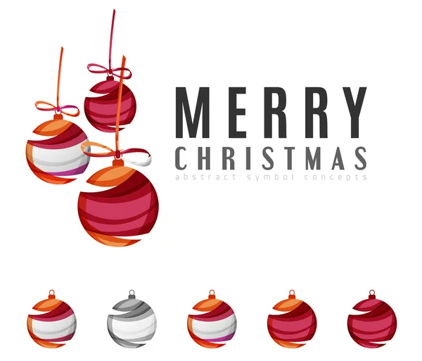 Set di icone astratte della palla di Natale, concetti di logo aziendale, design geometrico moderno pulito — Vettoriale Stock