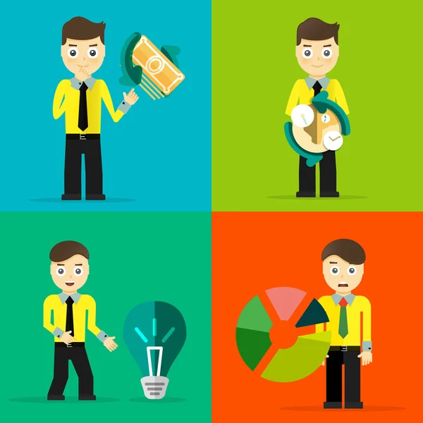 Set of businessman pose character concepts — Stock Vector