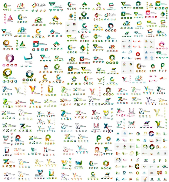 Коллекция мега логотипов, набор абстрактных геометрических значков бизнеса — стоковый вектор