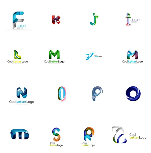 Set of colorful abstract letter corporate logos — Stok Vektör