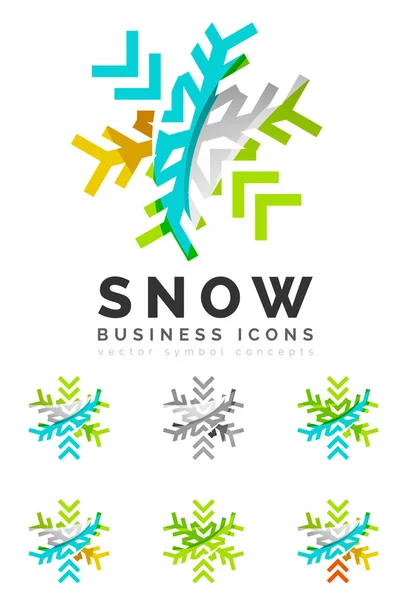 Av abstrakta färgglada snöflinga logotyp ikoner — Stock vektor