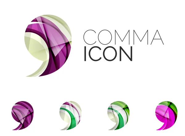 Set of abstract comma icon, — 스톡 벡터