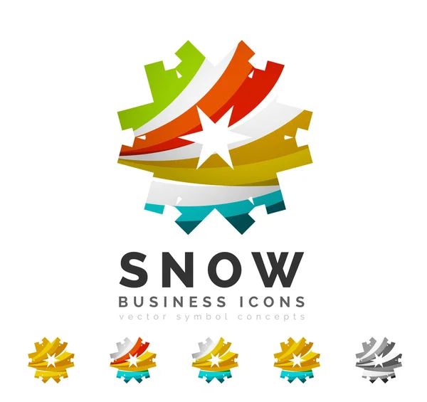 Av abstrakta färgglada snöflinga logotyp ikoner — Stock vektor