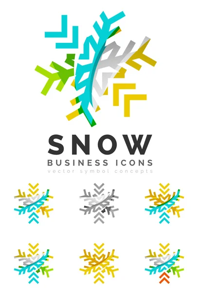 Набор абстрактного красочного логотипа снежинки — стоковый вектор