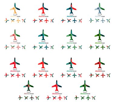 Set of color airplane logo icons