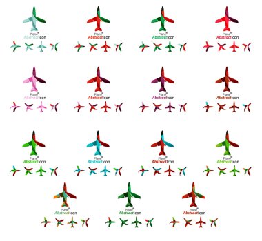 Set of color airplane logo icons