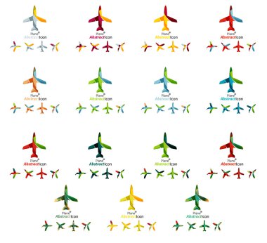 Set of color airplane logo icons