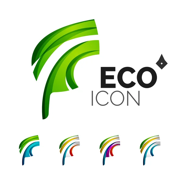Set of abstract eco leaf icon — Stok Vektör