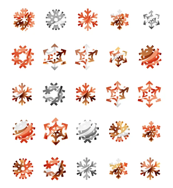 Set von abstrakten bunten Schneeflocken — Stockvektor