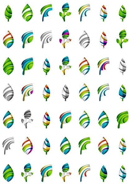 Set of abstract eco leaf icons, — Stock Vector