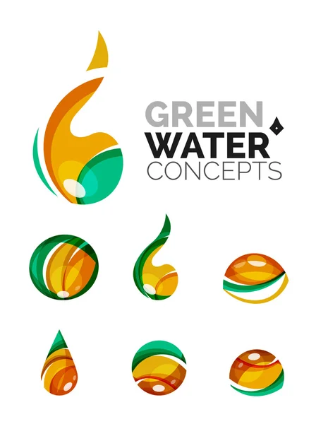 Set van abstracte eco water pictogrammen, — Stockvector