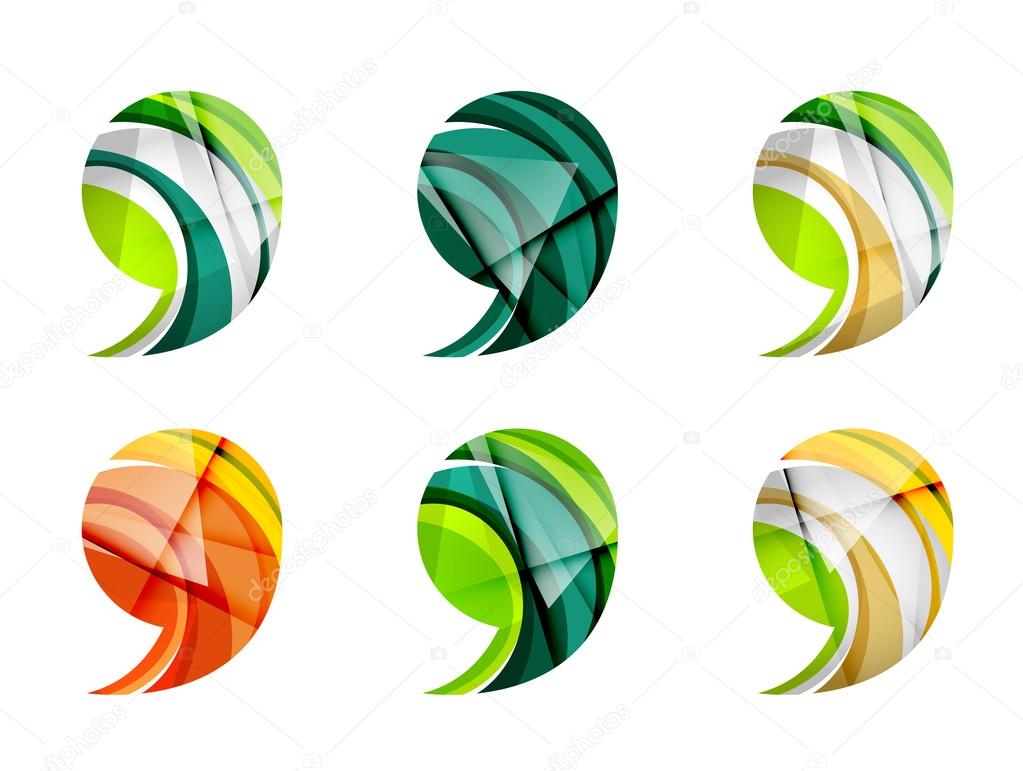 Set of abstract comma icon,