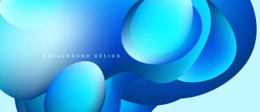 Soyut mavi şekiller örtüşüyor ve dinamik bir zemin oluşturuyor. Yumuşak eğimler derinliği, modern estetiği akla getiriyor. Işık kaynağı görünür.