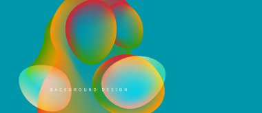 Soyut renkli çakışan daireler dinamik görsel efekt yaratır. Teal arkaplanı canlı renkleri, modern tasarım ögesini geliştirir.