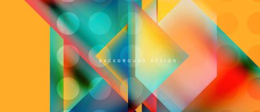 Soyut geometrik desen. Canlı renkler harmanlanır, dinamik görsel doku oluşturur. Üst üste binen şekiller derinliği, modern estetiği akla getiriyor..