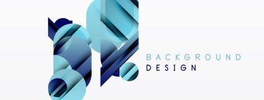 Soyut mavi şekiller beyaz uzayla örtüşüyor. Modern tasarım teknoloji, yenilik, temiz estetik öneriyor. Minimalist kompozisyon, dinamik akış.