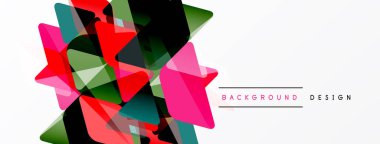 Soyut geometrik şekiller örtüşür, canlı renkli tasarım yaratır. Beyaz alan temiz kontrast sağlıyor. Modern estetik.