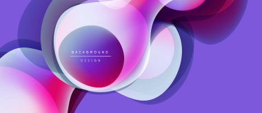 Soyut sıvı şekilleri, mor renkler baskın gelir. Modern tasarım, pürüzsüz eğimler dinamik kompozisyon yaratır. Arkaplan teknoloji ve yenilik öneriyor.