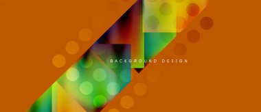 Soyut geometrik şekiller, canlı renkler, turuncu arka plan. Modern tasarım elementleri dinamik görsel etki yaratır.