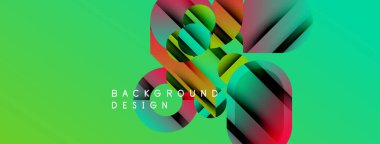 Soyut geometrik şekiller canlı yeşil arkaplanla örtüşür. Modern tasarım elementleri dinamik görsel doku oluşturur. Kalın renkler bileşimi güçlendirir.