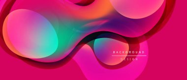 Soyut sıvı şekiller, canlı renklerin karışımı. Pembe baskın, turuncu, turkuaz aksanlar mevcut. Modern tasarım, pürüzsüz gradyanlar dinamik görsel efekt yaratır.