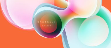 Soyut sıvı şekiller harmanlanarak canlı renkli bir arkaplan oluşturur. Modern tasarım üst üste binen daireler, gradyanlar, pürüzsüz geçişler.