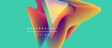 Soyut sıvı şekiller, canlı renkler, turkuaz fon. Modern tasarım ögesi, dinamik bileşim, düzgün gradyanlar mevcut.