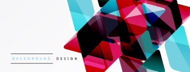 Soyut geometrik şekiller örtüşür, canlı renkli tasarım yaratır. Beyaz alan karşıtlık ve modern estetik sağlar.