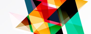 Soyut geometrik şekiller örtüşür, canlı renkli kompozisyon oluşturur. Kalın çizgiler, açılar dinamik görsel deneyimi tanımlar.