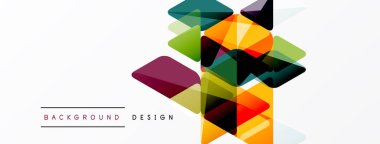 Soyut geometrik şekiller örtüşür canlı renkli tasarım yaratır. Çeşitli projeler için modern arkaplan uygun. Temiz, basit estetik..