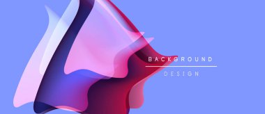 Soyut akışkan şekiller, mor renkler baskın. Modern tasarım elementleri, yumuşak eğimler derinlik yaratır. Arkaplan dinamik hareketi öneriyor.