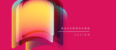 Soyut renkli tasarım. Yuvarlak şekiller örtüşüyor, canlı gradyanlar yaratıyor. Pembe arka plan sıcak tonları tamamlar. Metin arkaplan tasarımı okur.