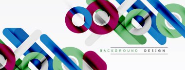 Soyut geometrik çizgiler, canlı renkler modern arkaplan yaratır. Düz şekiller örtüşür, dinamik görsel desen oluşturur.