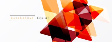 Soyut geometrik şekiller, sıcak renkler baskın gelir. Modern tasarım elementleri dinamik görsel doku oluşturur. Arkaplan yenilik ve teknoloji öneriyor.